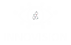 Innovision logo. This logo has a white drawing of an eye and below the image is the text Innovision