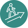 man standing on an arrow icon