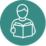 Person reading a book icon